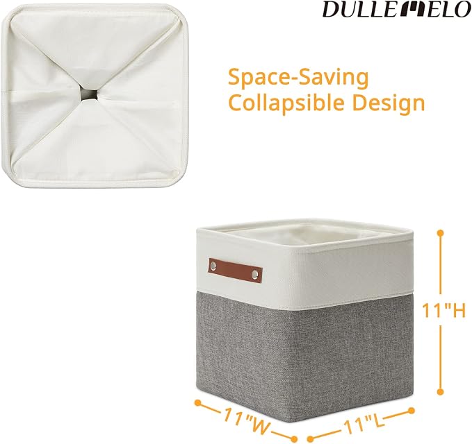 DULLEMELO 11 Inch Cube Storage Bins Fabric Storage Cubes 4 Pack Foldable Cube - Image 2