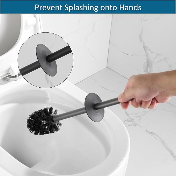 BVL Toilet Brush and Holder Set Black Freestanding - Image 5