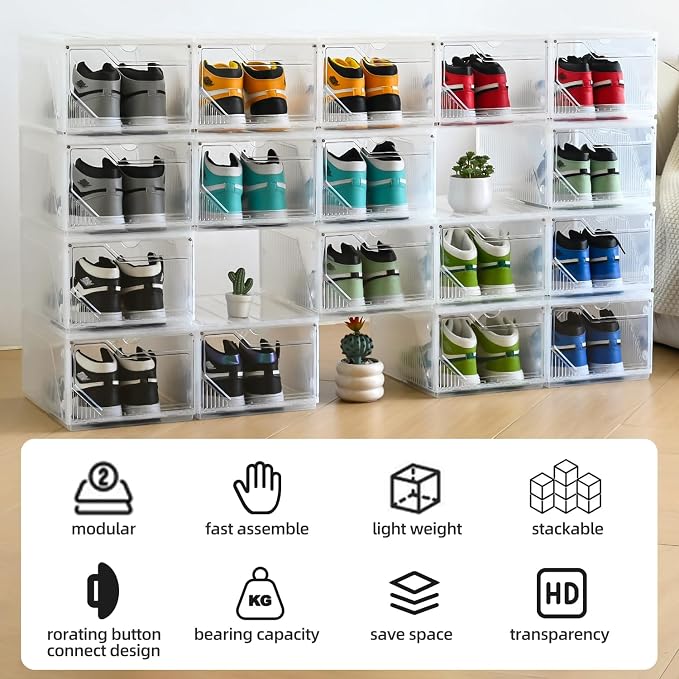 Modular XX-Large Shoe Organizer, 6 Pack Shoe Storage Organizer Easy to Assemble - Image 2