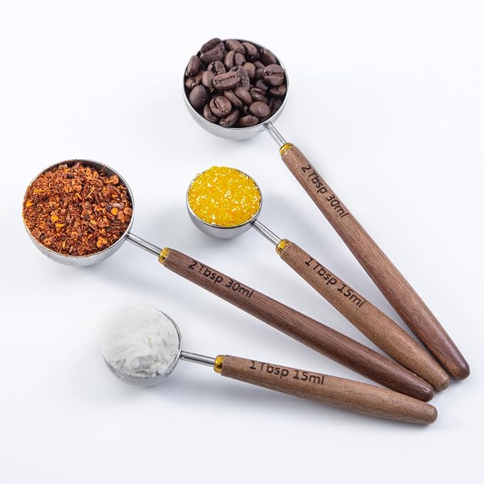 4PCS Wood Scoops for Jars Wooden Scoops for Canisters 2Tbsp + 1Tbsp Measuring by MediterraneanFoodExperience