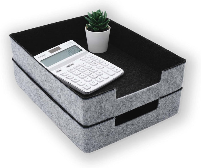 Welaxy Felt Desk Drawer Organizer Trays Charcoal Stackable File Organizer