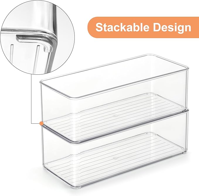 4 PACK Freezer Organizer Bins Clear Stackable Storage Bins - Image 5