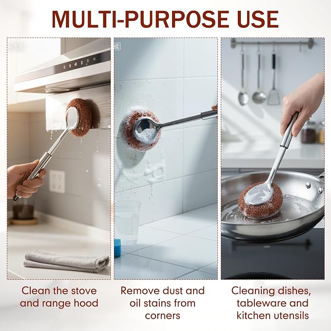 5 Pcs Copper Coated Scourers Copper Scrubbing Pads Scouring Pads 1 PC Steel - Image 5