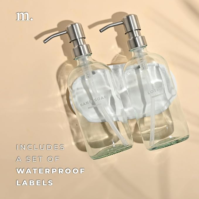 MaisoNovo Soap Dispenser 3-Piece Set | 16.9oz Clear Bottles - Image 5