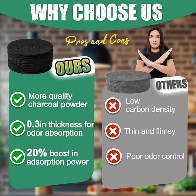 7.25 Inch Charcoal Filters for 10 Pack Kitchen Countertop Compost Bins - Image 6