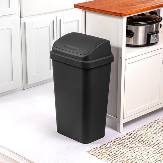 Sterilite 4-Pack Swing Top Wastebasket, Sleek Square Profile Trash Can - Image 6