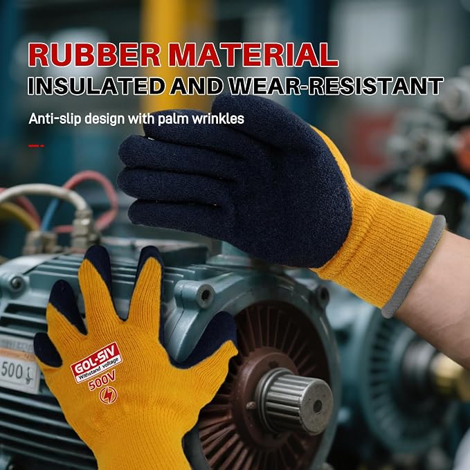 Electrical Insulated Gloves, 500V High Voltage Resistance Electrician Safety - Image 4