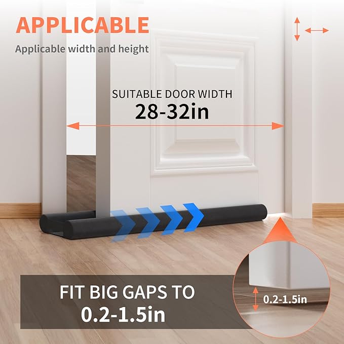 Upgraded Door Draft Stopper for Bottom of Door, Under Door Gap Filler for Big - Image 4