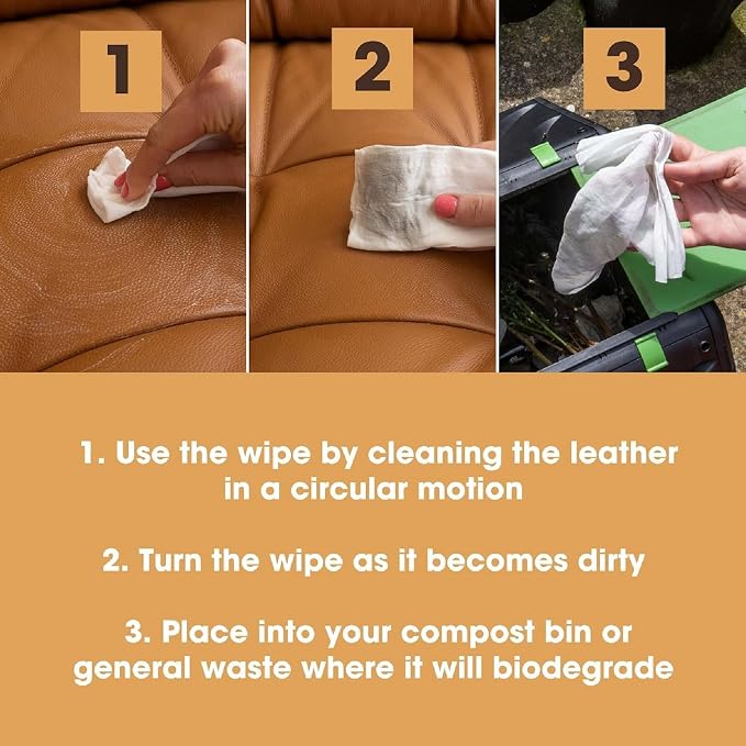 Furniture Clinic Leather Cleaning Wipes | 80 Count | Clean & Restore Leather & - Image 3