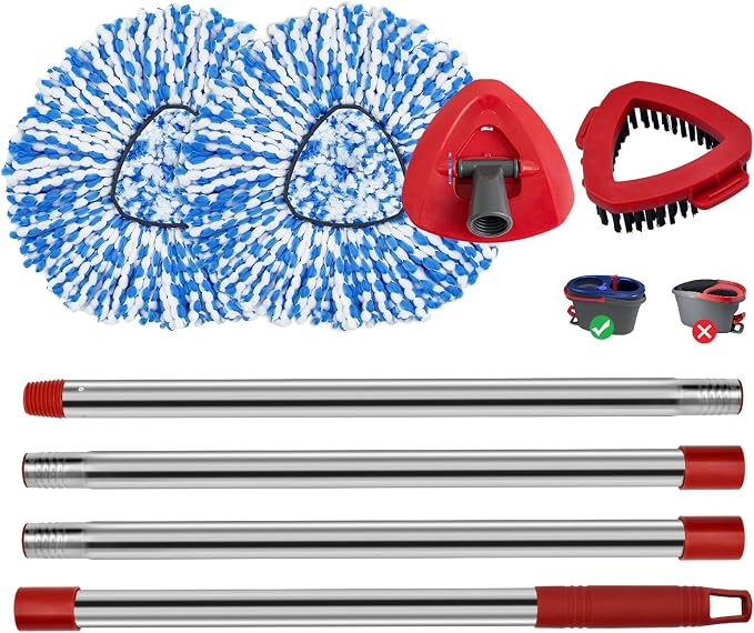 Spin Mop Handle Mop Heads and Base Replacement Sets Compatible - Image 9