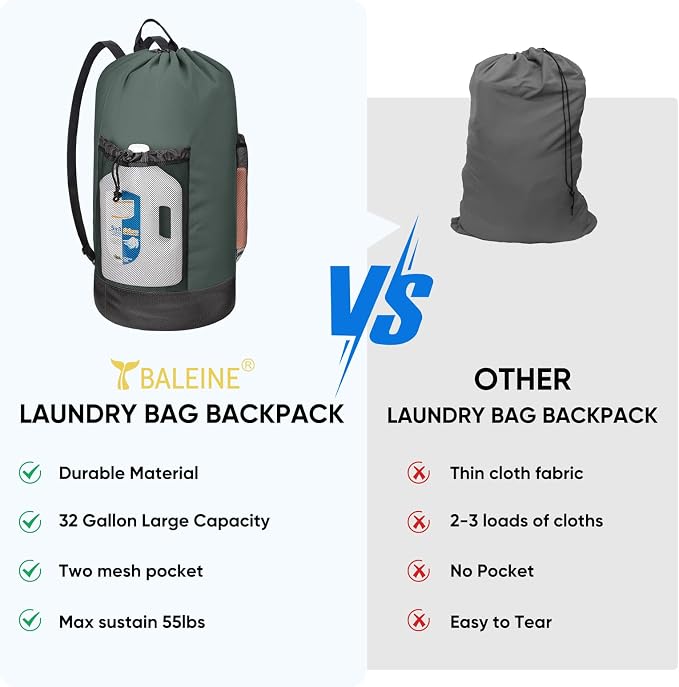 BALEINE 150L Laundry Bag Backpack, 900D Oxford Fabric Large Travel Laundry Bags - Image 5