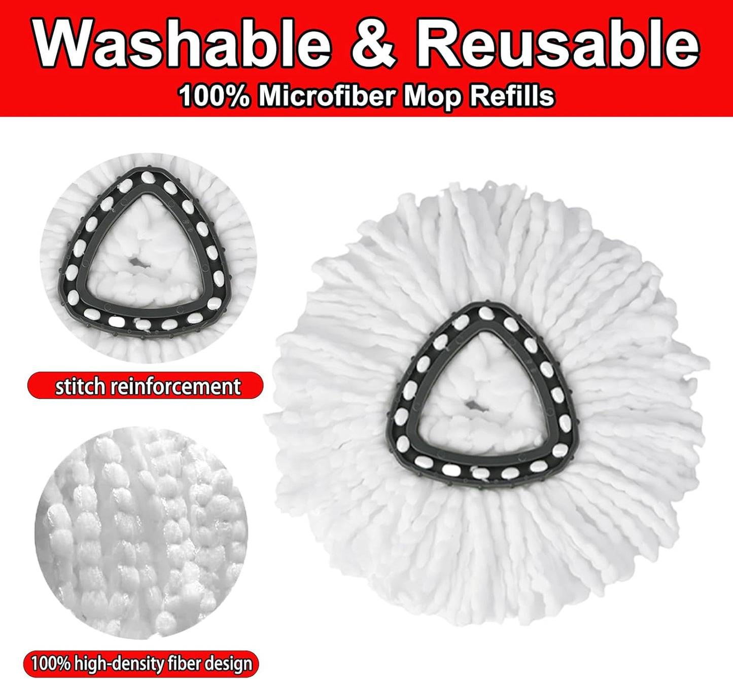 10 PCS Spin Mop Replacement Head,100% Microfiber Mop Heads Replacements Compatible with Cedar Easywring 1-Tank System, 360 Degree Round Mop Refills for Easy House Cleaning Floor Mopping