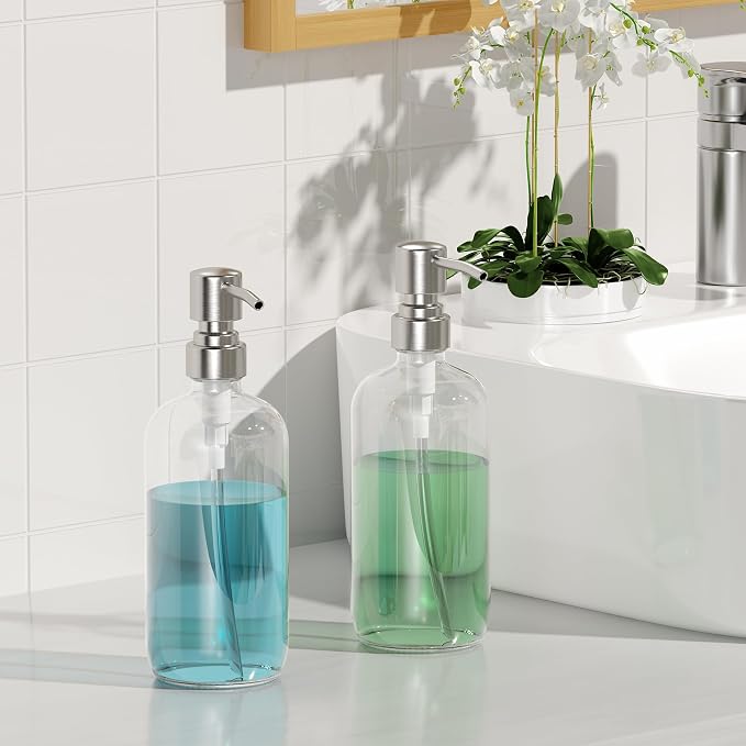AmazerBath Soap Dispenser, 2 Pack Glass Soap Dispenser - Image 7