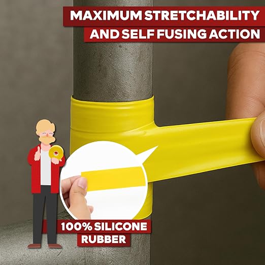XFasten Self Fusing Silicone Tape Waterproof – 1" x 36 Feet Yellow, Self - Image 6