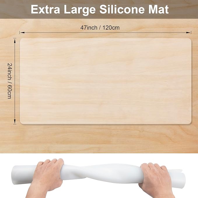 Food Grade Silicone Table Protector Mat 47x24 Inch, Heat Resistant Desk Pad - Image 3