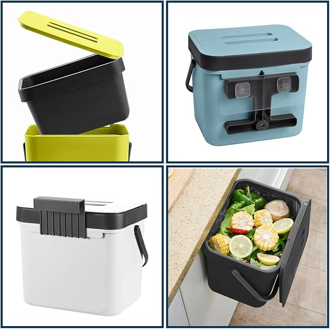 Compost Bin Kitchen, LALASTAR 7L Wall-Mounted Under Sink Small Garbage Can - Image 7