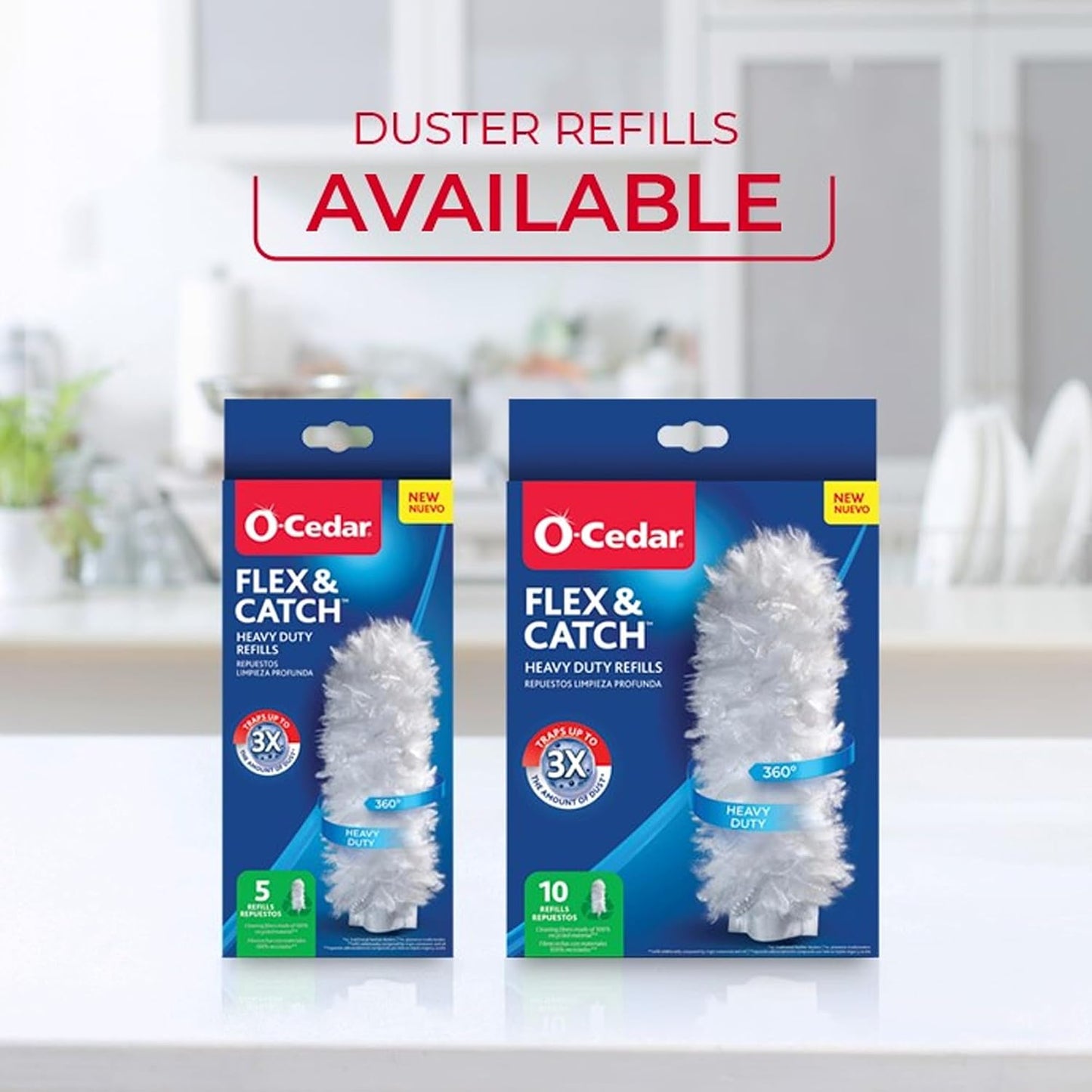O-Cedar Flex & Catch Heavy Duty Dusting Kit with 3 Disposable Duster Refills | New & Improved Model | Extendable 3 Ft Handle with Stay-On Duster Hook | Traps 3X More Dust Than Feather Dusters