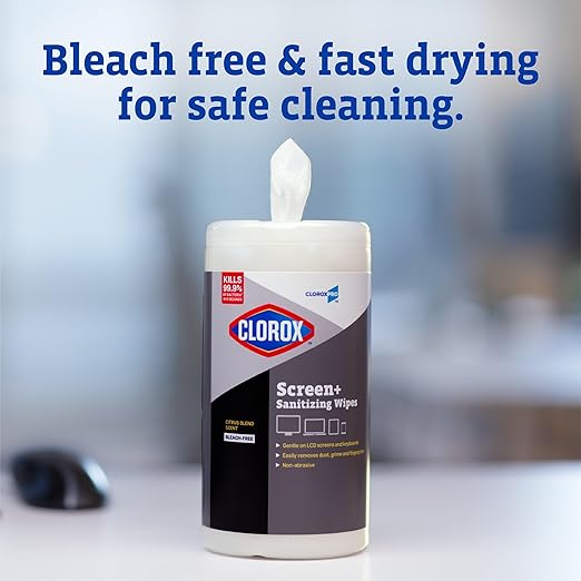 CloroxPro Clorox Screen+ Sanitizing Wipes, Bleach Free Cleaning Wipes, Citrus - Image 5