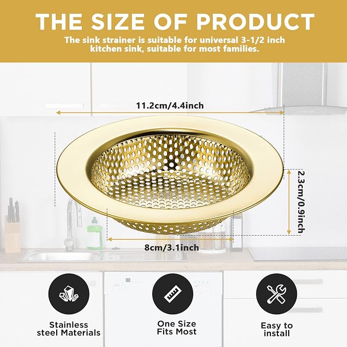 Retisee 2 Pcs Sink Strainer Stainless Steel Kitchen Sink Drain Strainer Basket - Image 2
