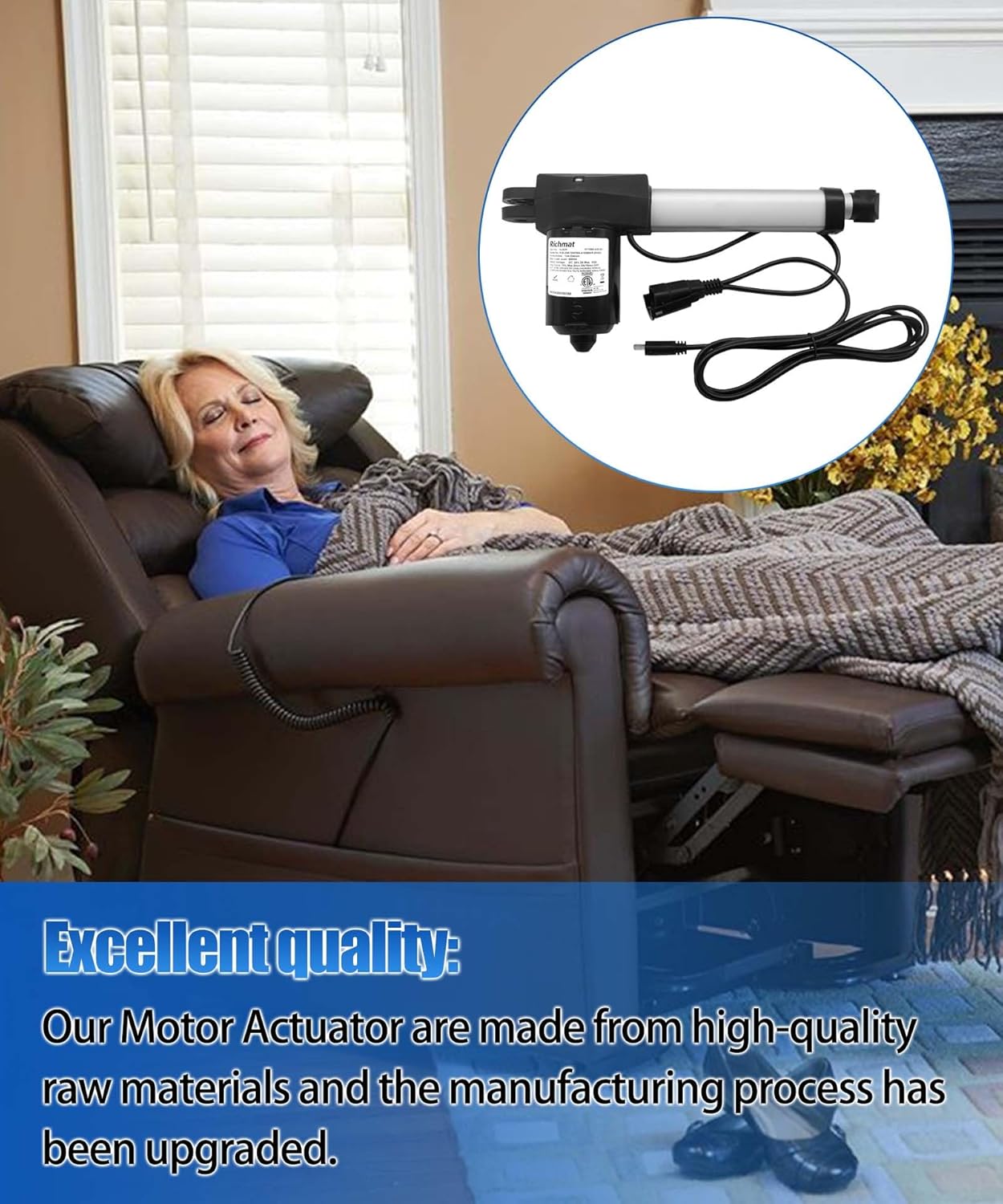 HJA35 Adjustable Bed Actuator Replacement Parts Fits for Ritchmate Remote System,Electric Sofa Lift Chairs Power Recliner