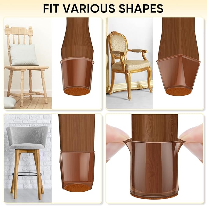 BALEINE 16 Pack Silicone Chair Leg Floor Protectors, Stool Leg Protectors Cap - Image 8