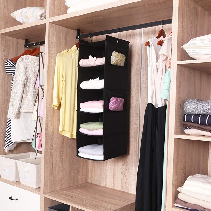 MAX Houser 5-Shelf Hanging Closet Organizer, Space Saver, Cloth Hanging Shelves - Image 4
