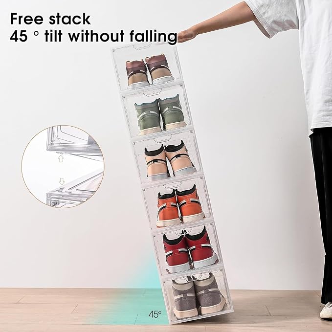 9 Pack Thicken Shoe Organizer Stackable, Upgraded Sturdy Shoe Storage Box - Image 6