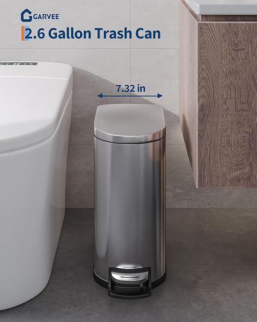 Garvee 13 Gal and 2.6 Gal Stainless Steel Trash Can Combo Set, Rustproof - Image 3