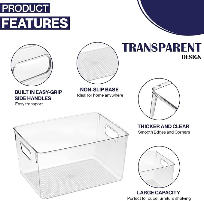 Clear Plastic Storage Bins, Pantry Organizers and Storage Containers Fridge - Image 3