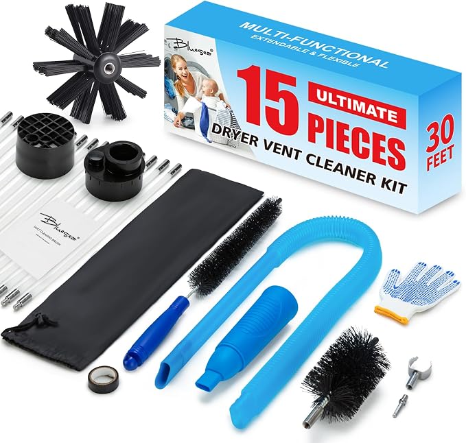 BLuesea Dryer Vent Cleaner Kit, 15-Piece Ultimate Dryer Cleaning Kit Include 30 by Bluesea