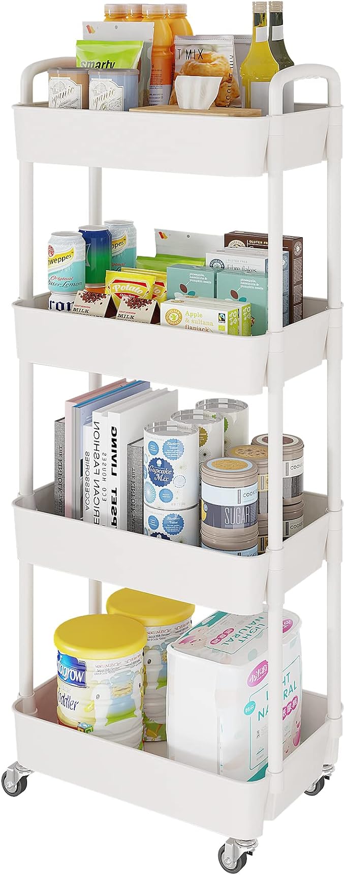 Laiensia 4-Tier Storage Cart, Mobile Shelving Unit Cart by Laiensia