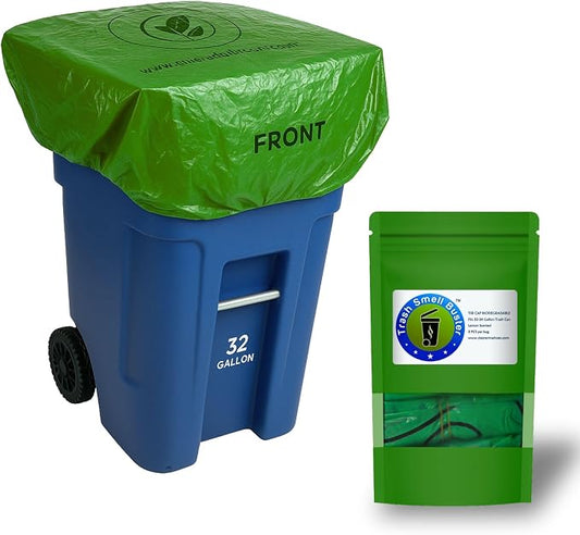 Outdoor Trash Can Cover Biodegradable Odor Eliminating Bag by TrashSmellBuster