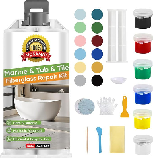 Fiberglass Tub Repair Kit, Porcelain Sink and Bathtub Repair Kit by MOSAMNI
