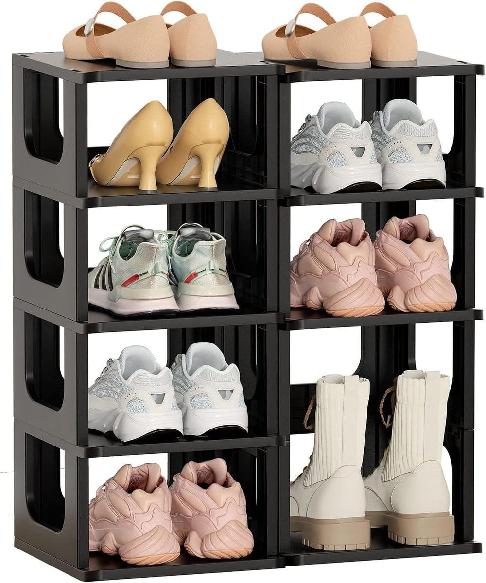 Stackable Small Shoe Rack for Closet 10 Tier - Remove Shelf for Boots