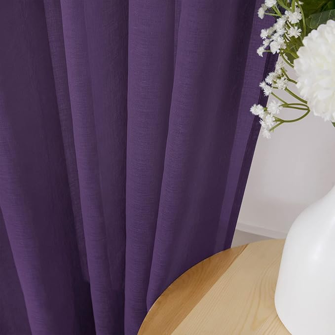 Tollpiz Short Sheer Tier Curtains Linen Textured Half Kitchen Curtain Sheers - Image 3