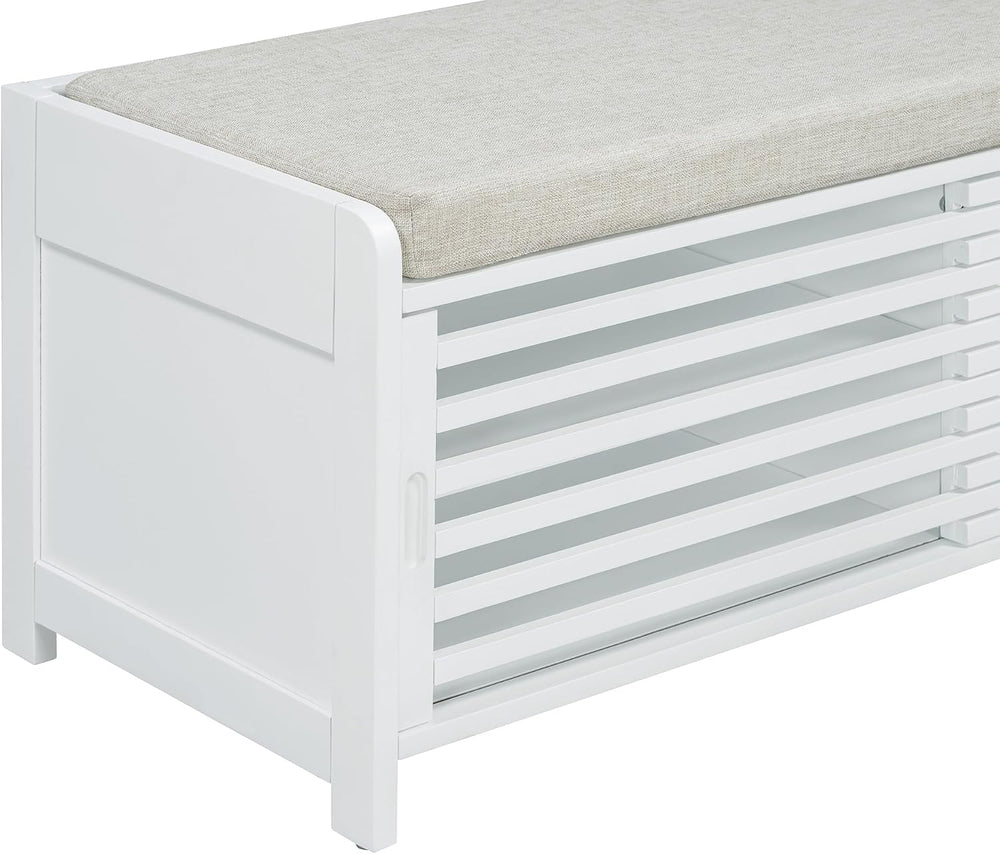 Ball & Cast 43.3" Wood Frame Entryway Storage Bench w/Shutter-Style ...