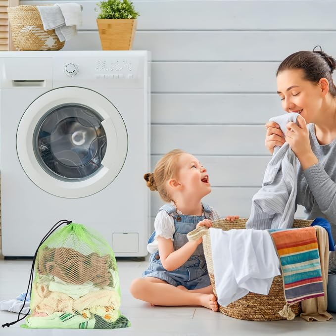 18"X24" 6Pcs Mesh Laundry Drawstring Bag Nylon Drawstring Gym Bag - Image 5