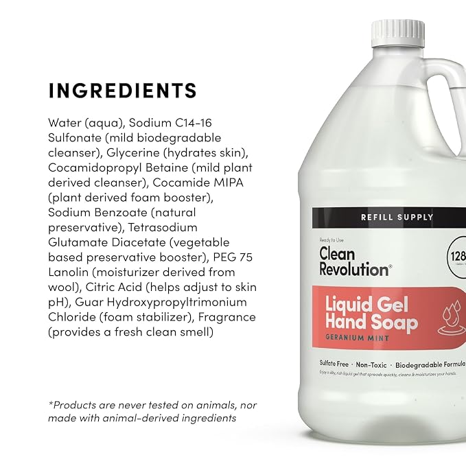 Clean Revolution Liquid Gel Hand Soap, Silky Rich Liquid, Quick Lather - Image 10