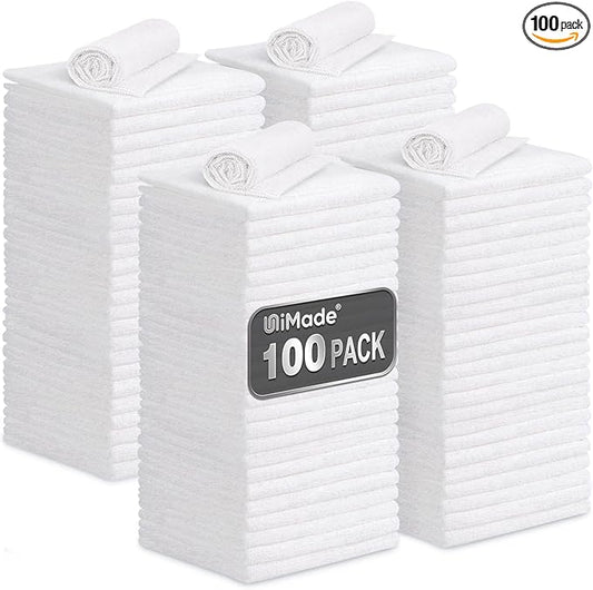 Shop Towels, 100 Pack Commercial Grade Work Rags Microfiber Towels by Unimade