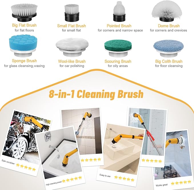 Qimedo Upgrade 1200 RPM Battery Electric Spin Scrubber, Highly Powerful - Image 7