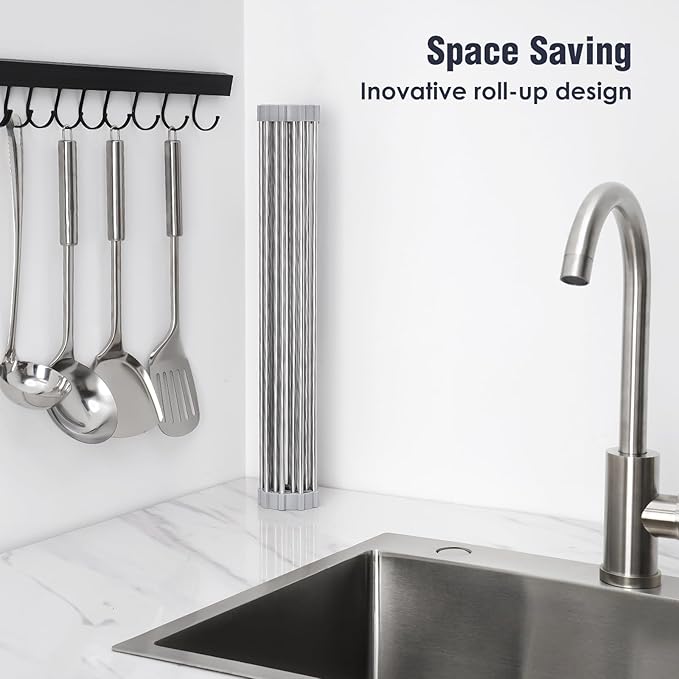 Tomorotec 17.7" x 12.5" Roll Up Dish Drying Rack Over Sink Drying Rack Sink - Image 3