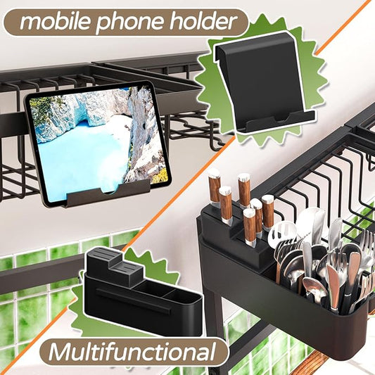 Over The Sink Dish Drying Rack, Expandable Height and Length, 2 Tier Large - Image 2