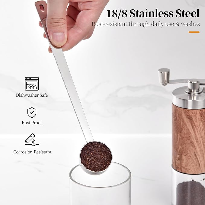 Long Handle Coffee Scoop: 8.3 Inch 18/8 Stainless Steel 1 Tablespoon Metal - Image 3