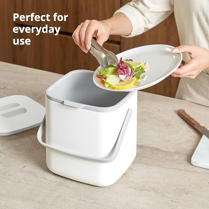 Blue Ginkgo Kitchen Compost Bin – Filter-Free, Odor-Tight Countertop Food Waste - Image 3
