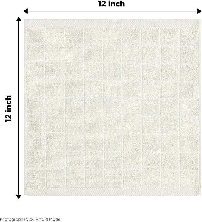 Artoid Mode Checkered Designed Cotton Beige Grey Black Terry Kitchen Dish Cloths - Image 7