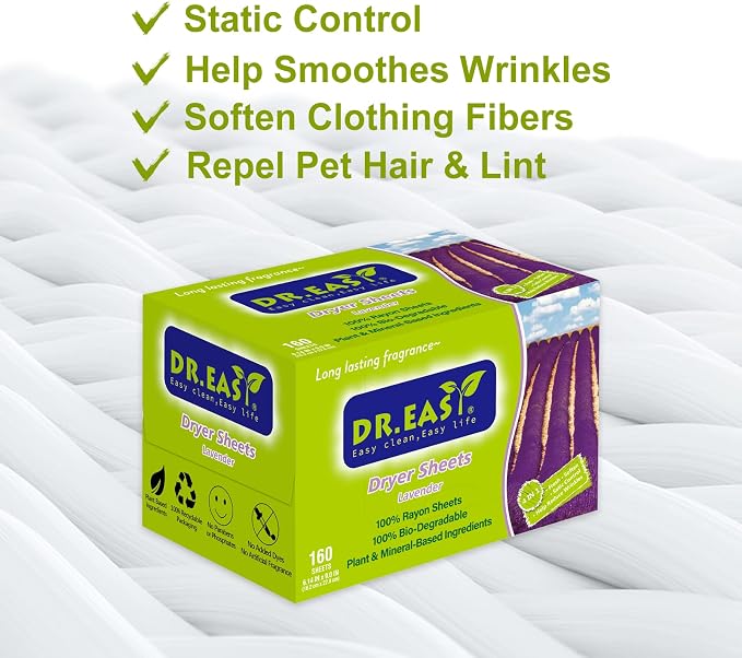Dr.Easy Dryer Sheets Lavender Plant Based all ingredients - Image 3