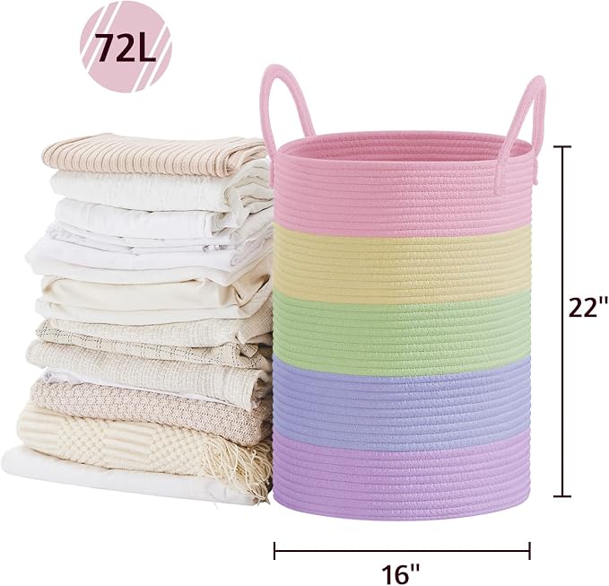 VIPOSCO Large Laundry Hamper, Tall Woven Rope Storage Basket - Image 5