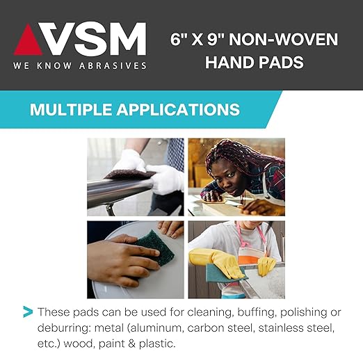 VSM 10-Pack: 6" x 9", Non-Woven Hand Pad, Aluminum Oxide Grains, Rust and - Image 5