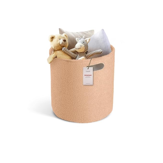 PUTSKA Basket –Round Storage for Clothes – Soft Baby Girl Basket for Nursery by Putska