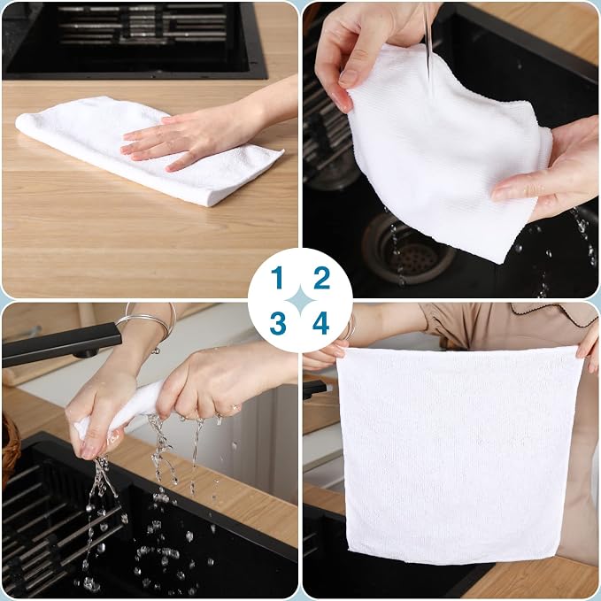 200 Pieces Microfiber Cleaning Cloths Bulk Absorbent Microfiber Towels Reusable - Image 6